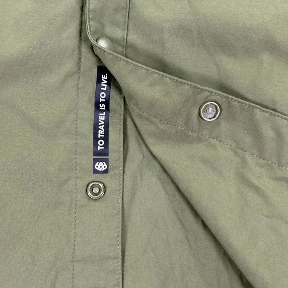 686 Everywhere Collection Snap Up Shirt Men Small Green Lightweight Long Sleeve - Picture 6 of 16